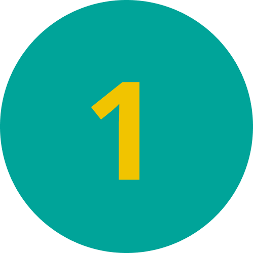 Círculo verde com o número 1 em amarelo.