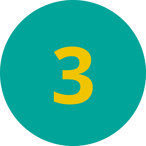 Círculo verde com o número 3 escrito em amarelo.