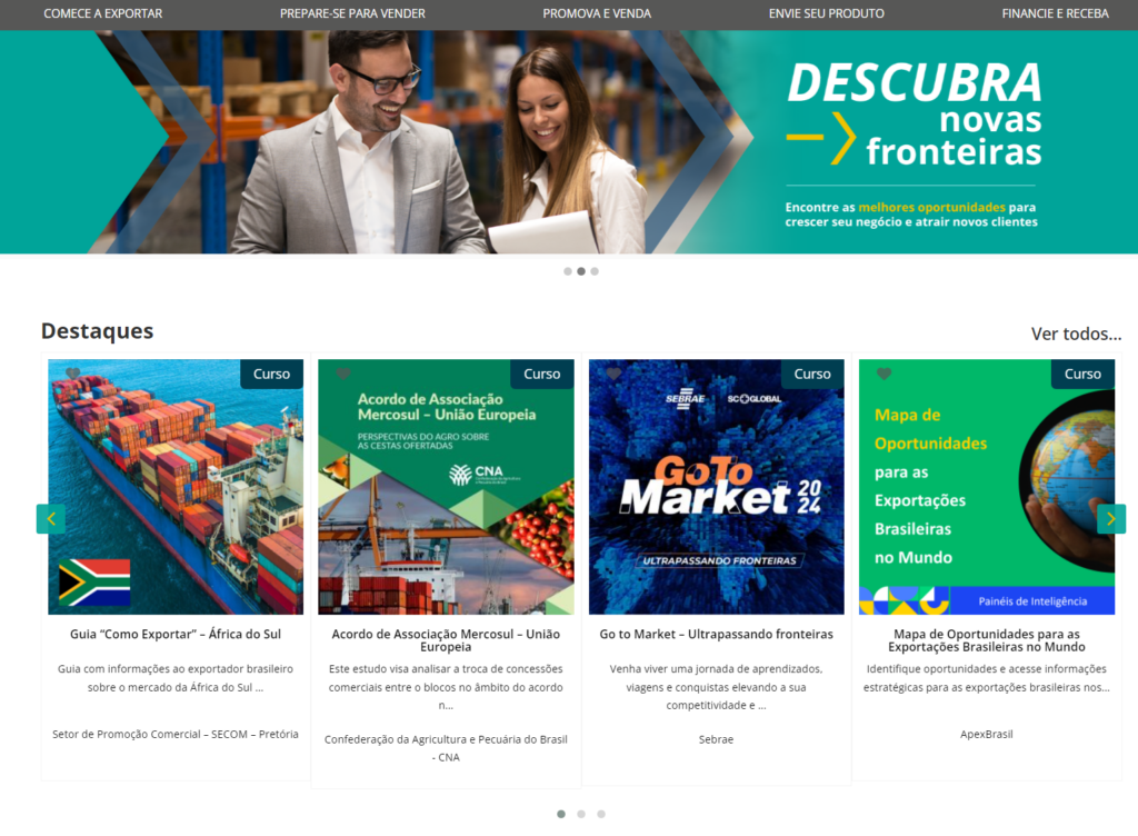 Homepage Brasil Exportação