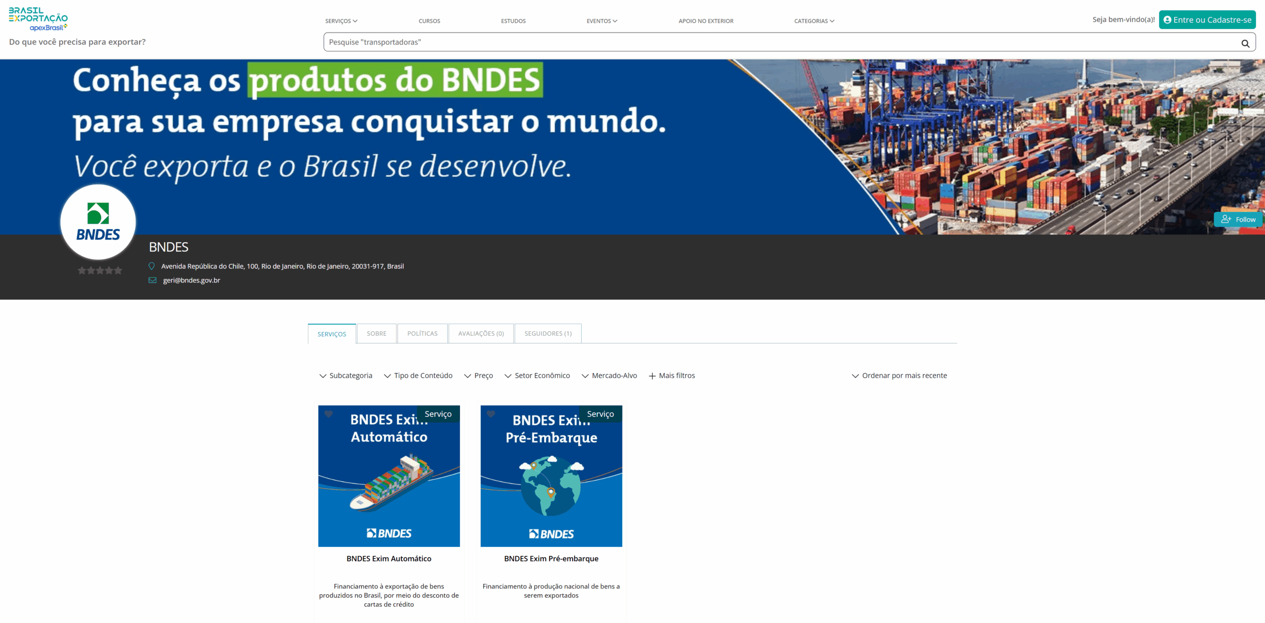 BNDES e ApexBrasil - Plataforma Brasil Exportação