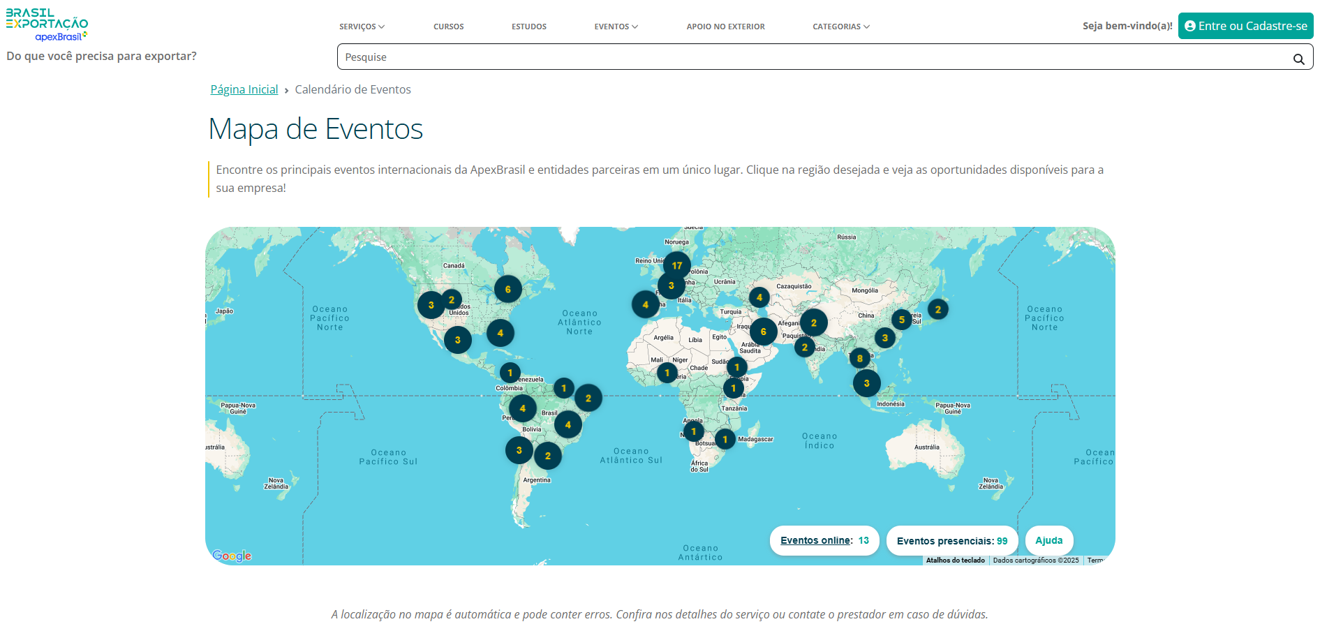 Eventos internacionais segundo semestre.